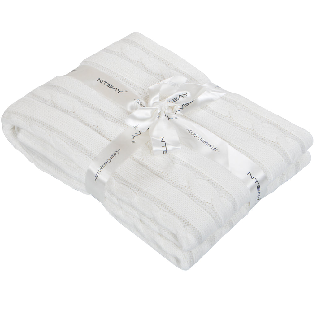 30"x40" Cotton Cable Knit Toddler Blanket - BEDSUM product image 2