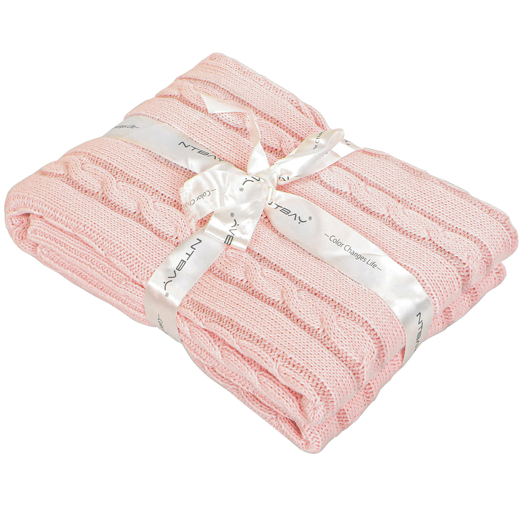 30"x40" Cotton Cable Knit Toddler Blanket