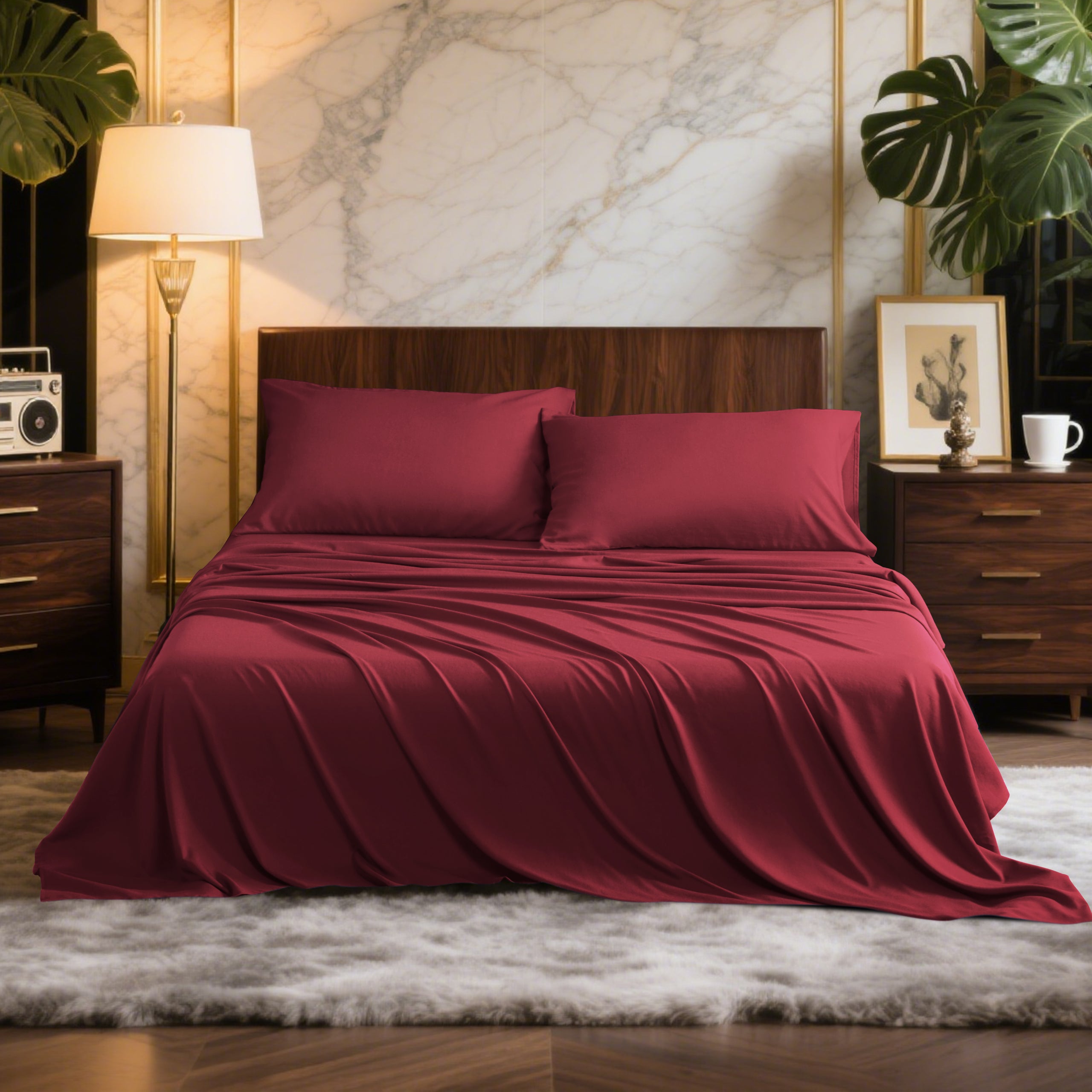 4-Pieces Queen Size Bamboo Bed Sheets Set