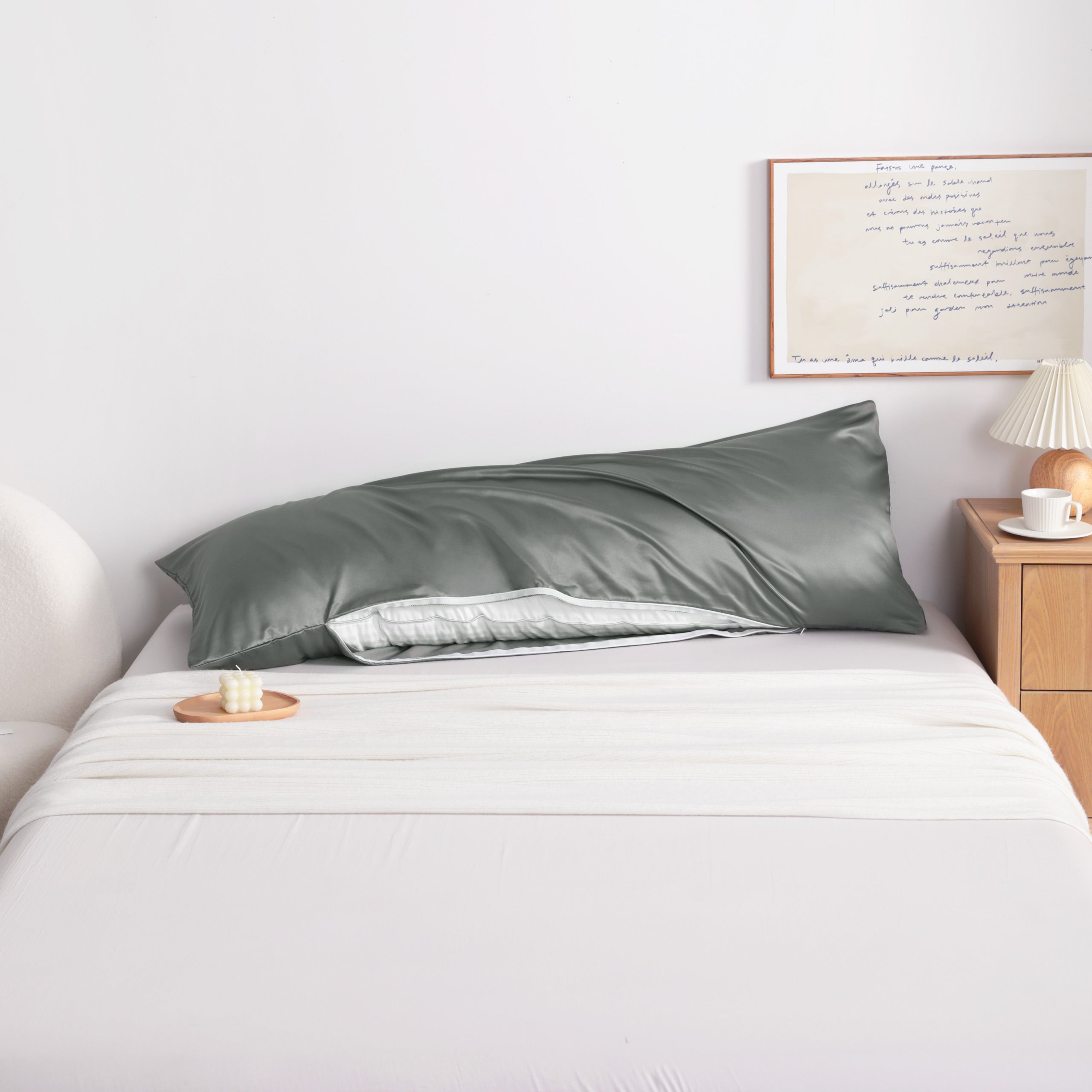 Silky Smooth Satin Body Pillowcase with Zipper, 20x54 Inches