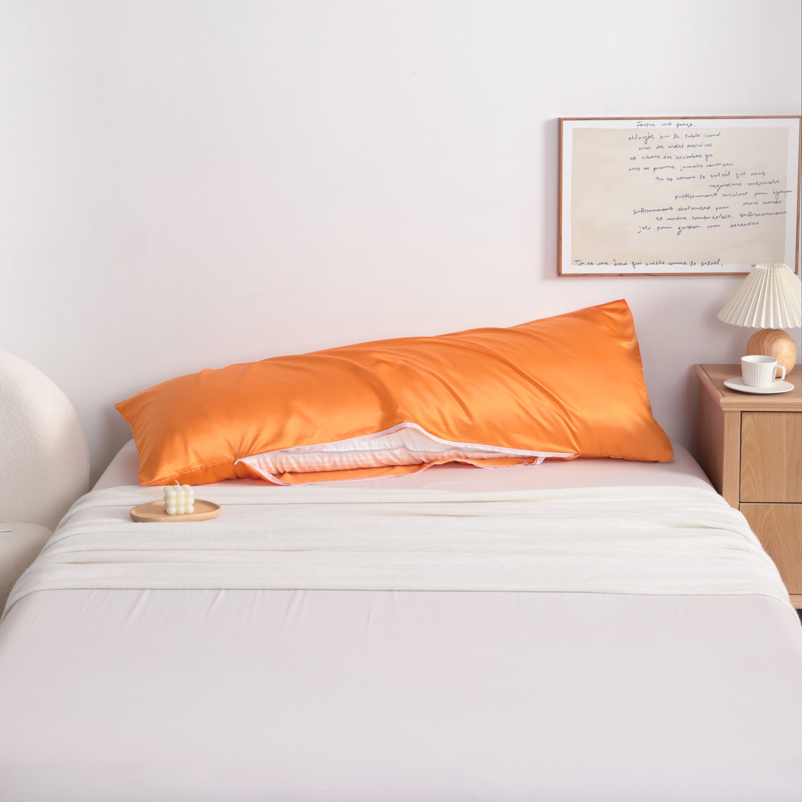 Silky Smooth Satin Body Pillowcase with Zipper, 20x54 Inches