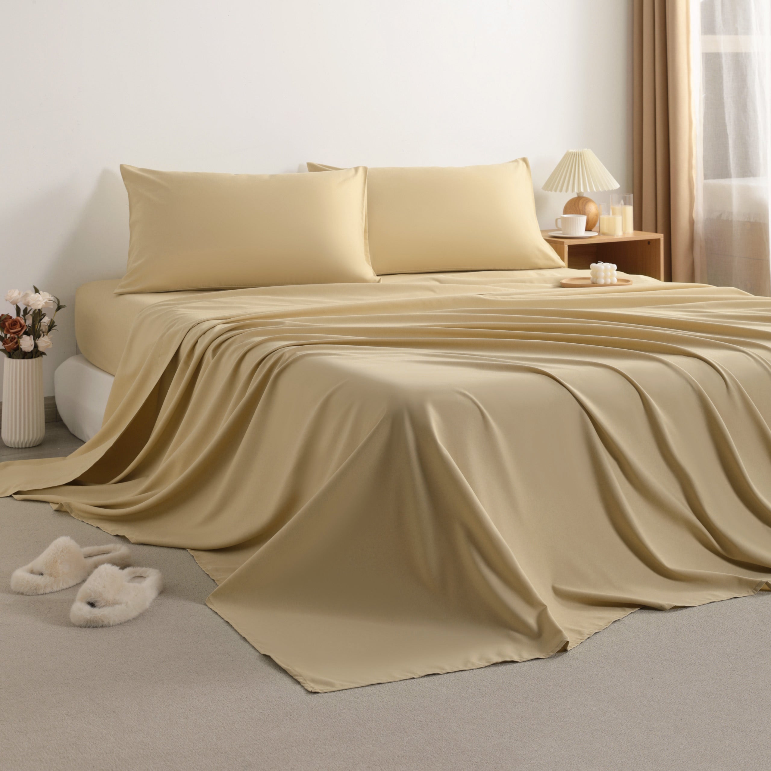 3/4 Pieces Soft Brushed Microfiber Bed Sheet Set