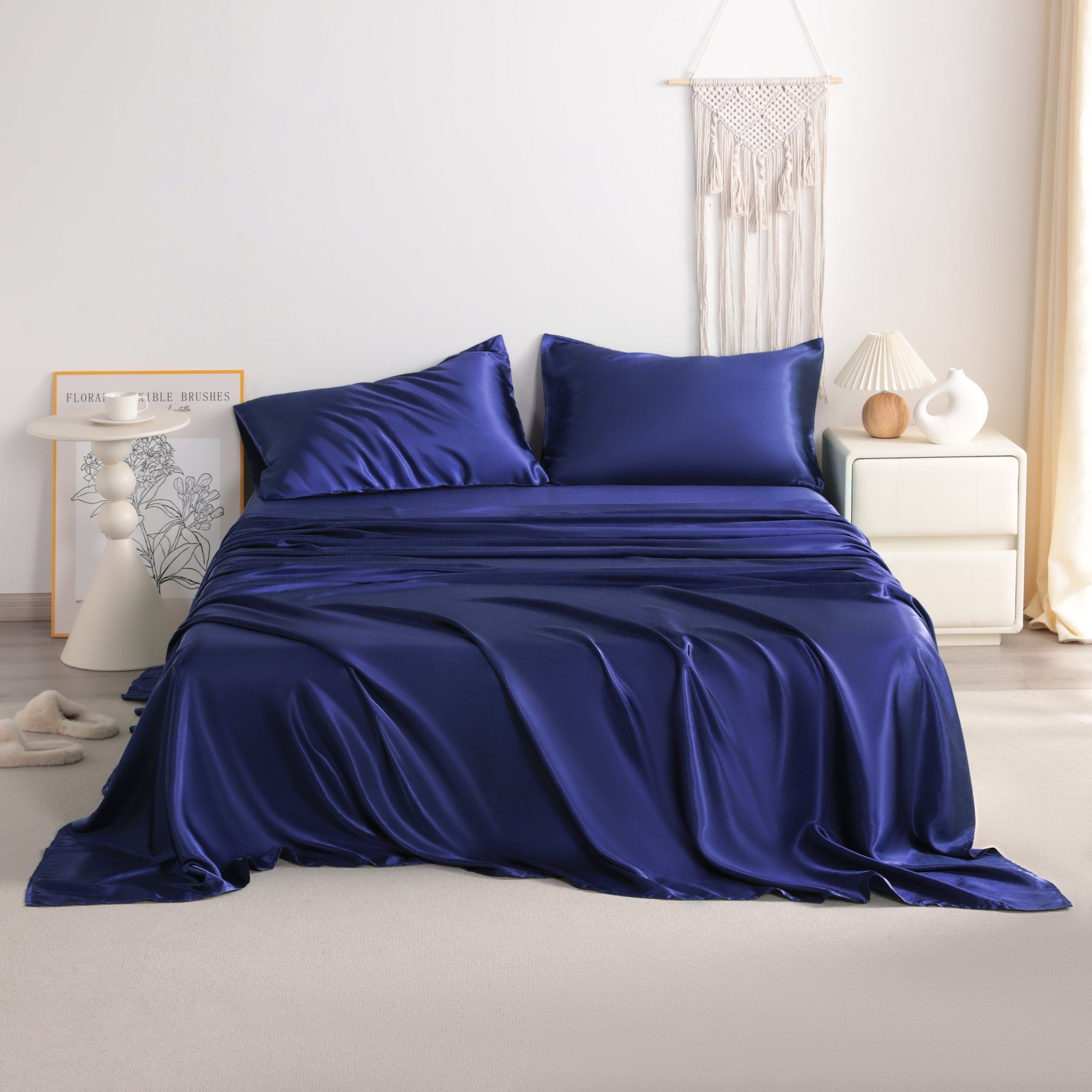 4 Pieces Luxury and Silky Smooth Satin Bed Sheet Set