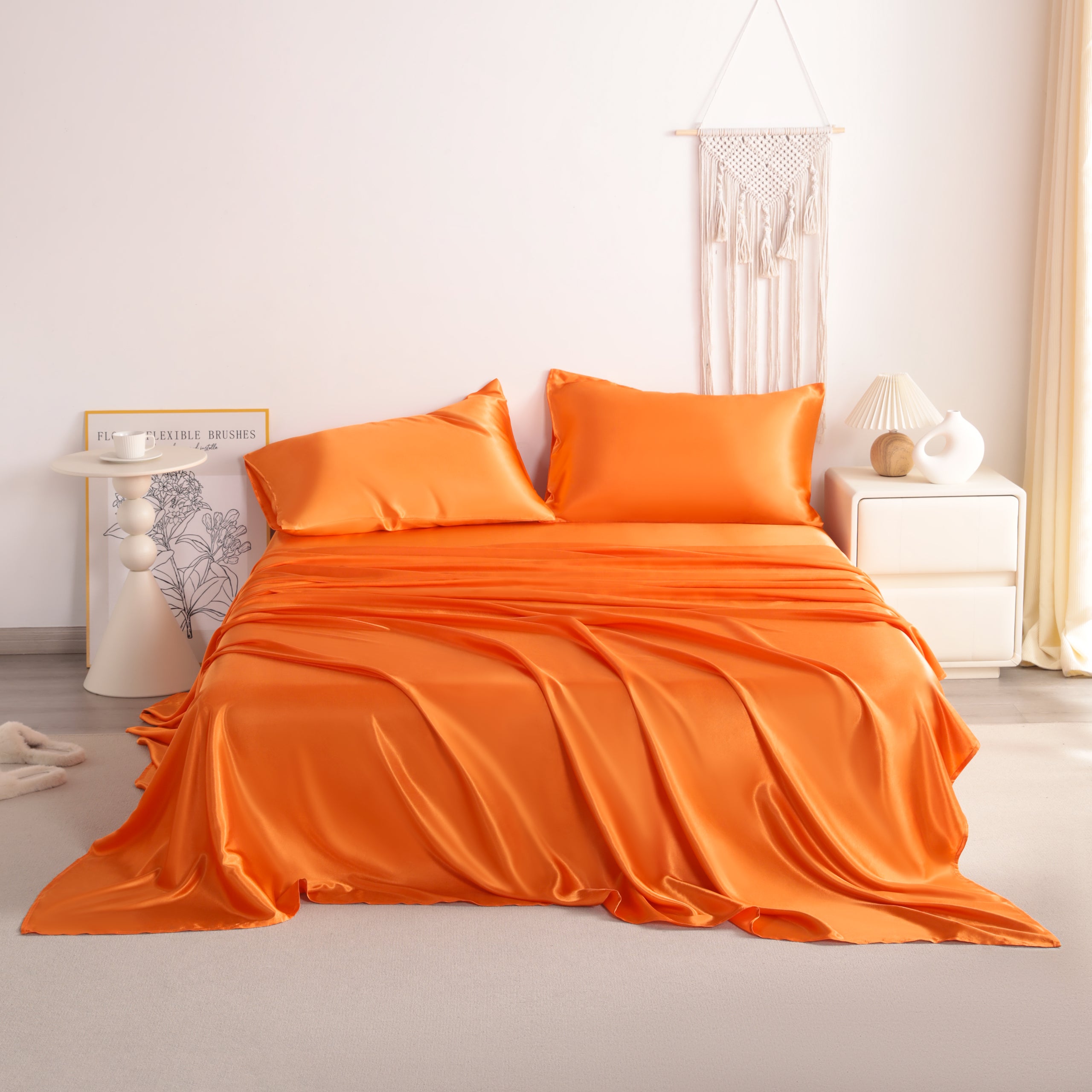 4 Pieces Luxury and Silky Smooth Satin Bed Sheet Set