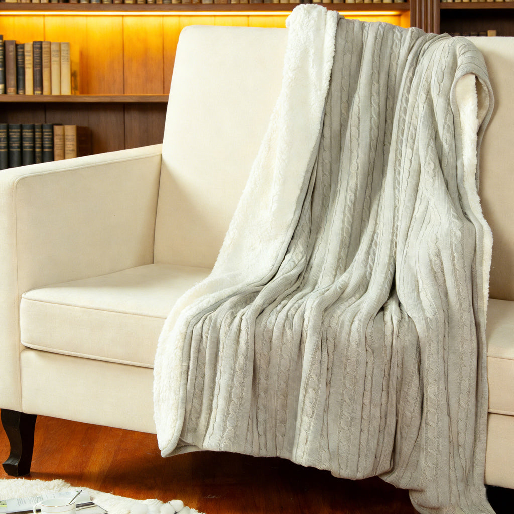 Fluffy Cotton Knitted Blanket, Skin-friendly Throw
