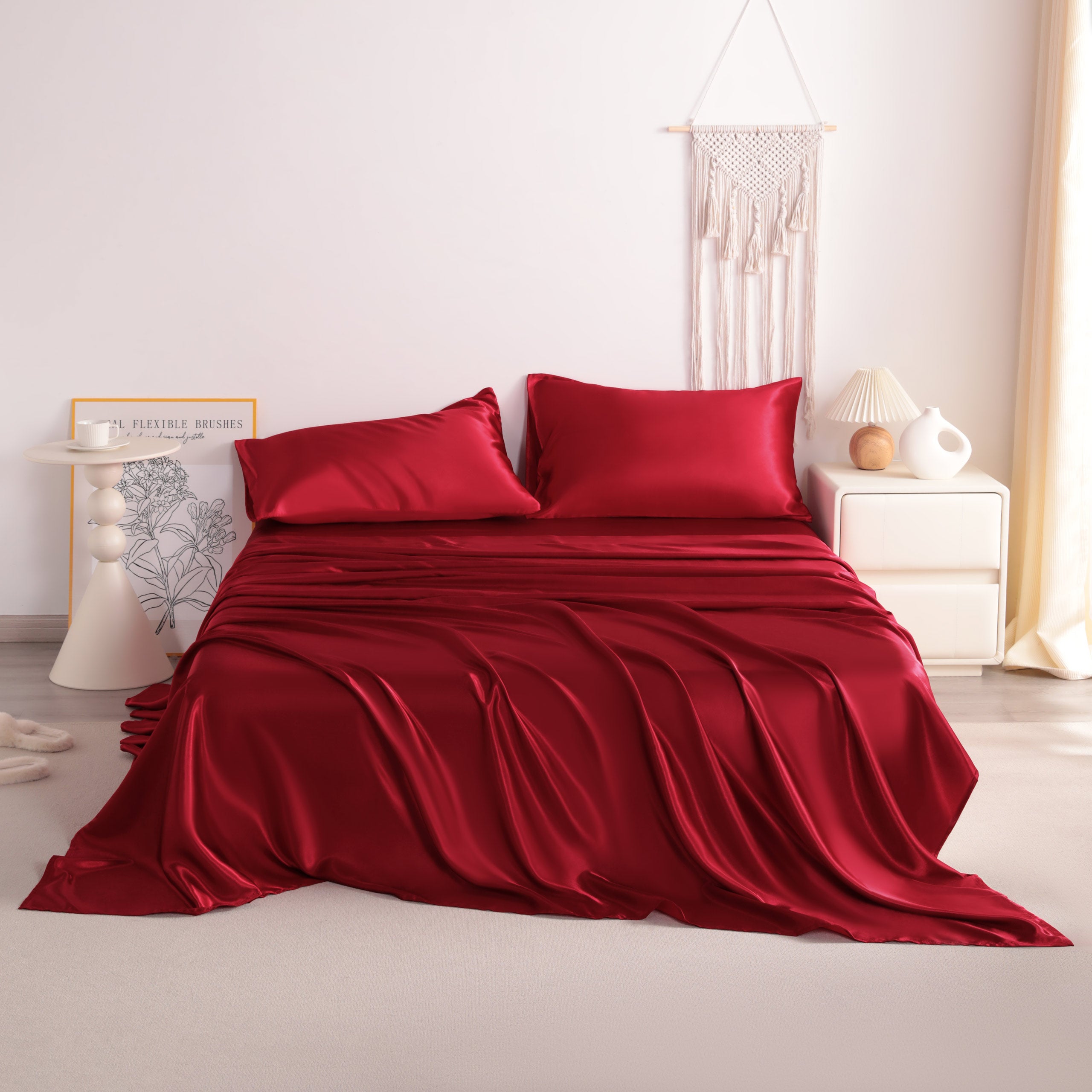 4 Pieces Luxury and Silky Smooth Satin Bed Sheet Set