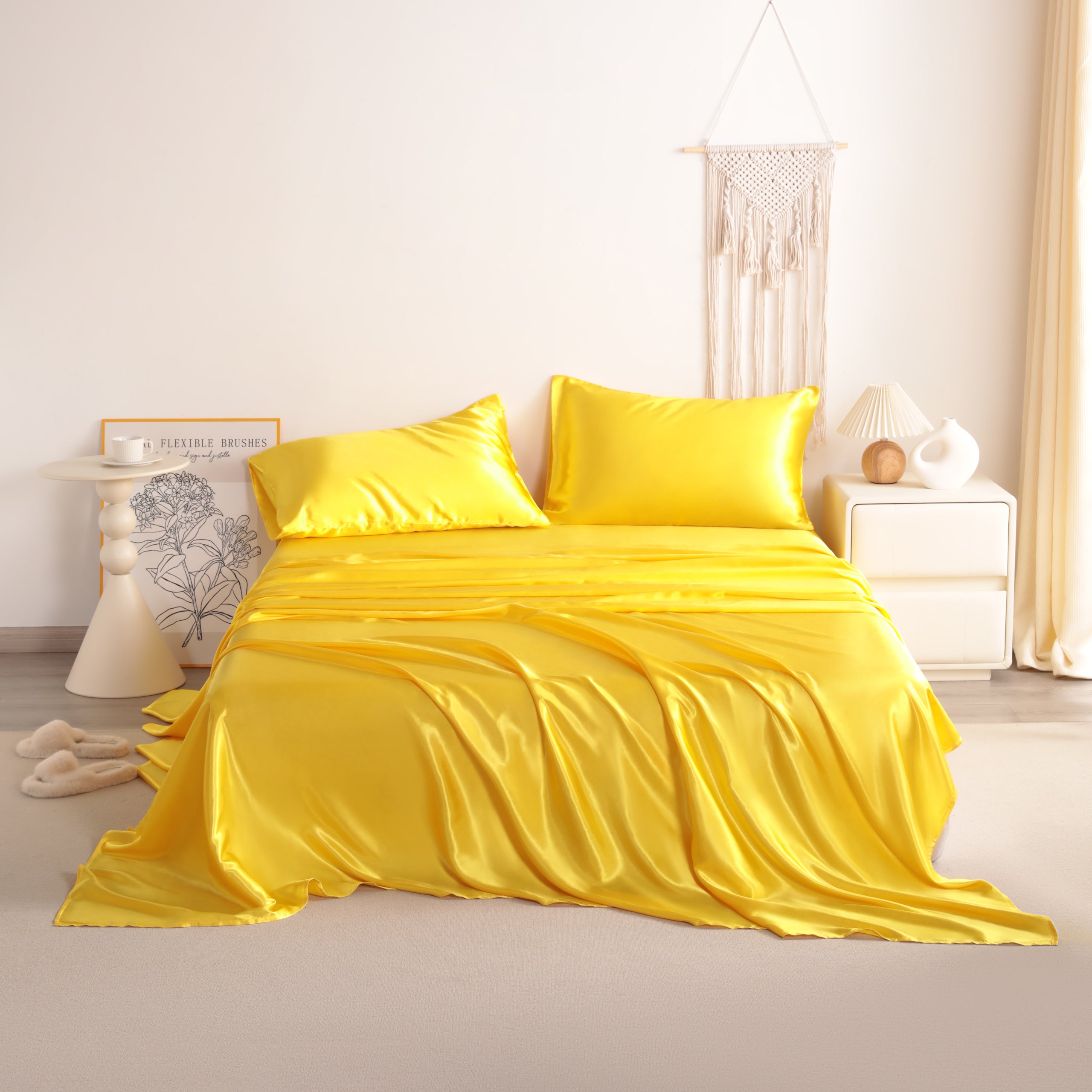 4 Pieces Luxury and Silky Smooth Satin Bed Sheet Set