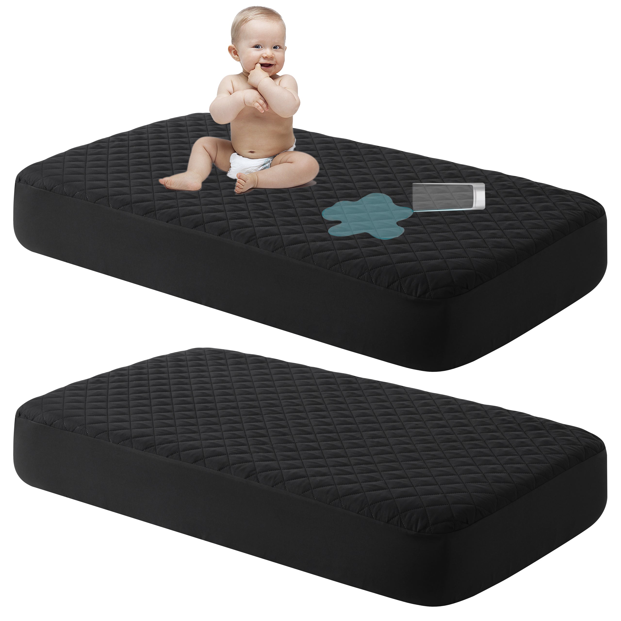 2 Pack Toddler Waterproof Crib Mattress