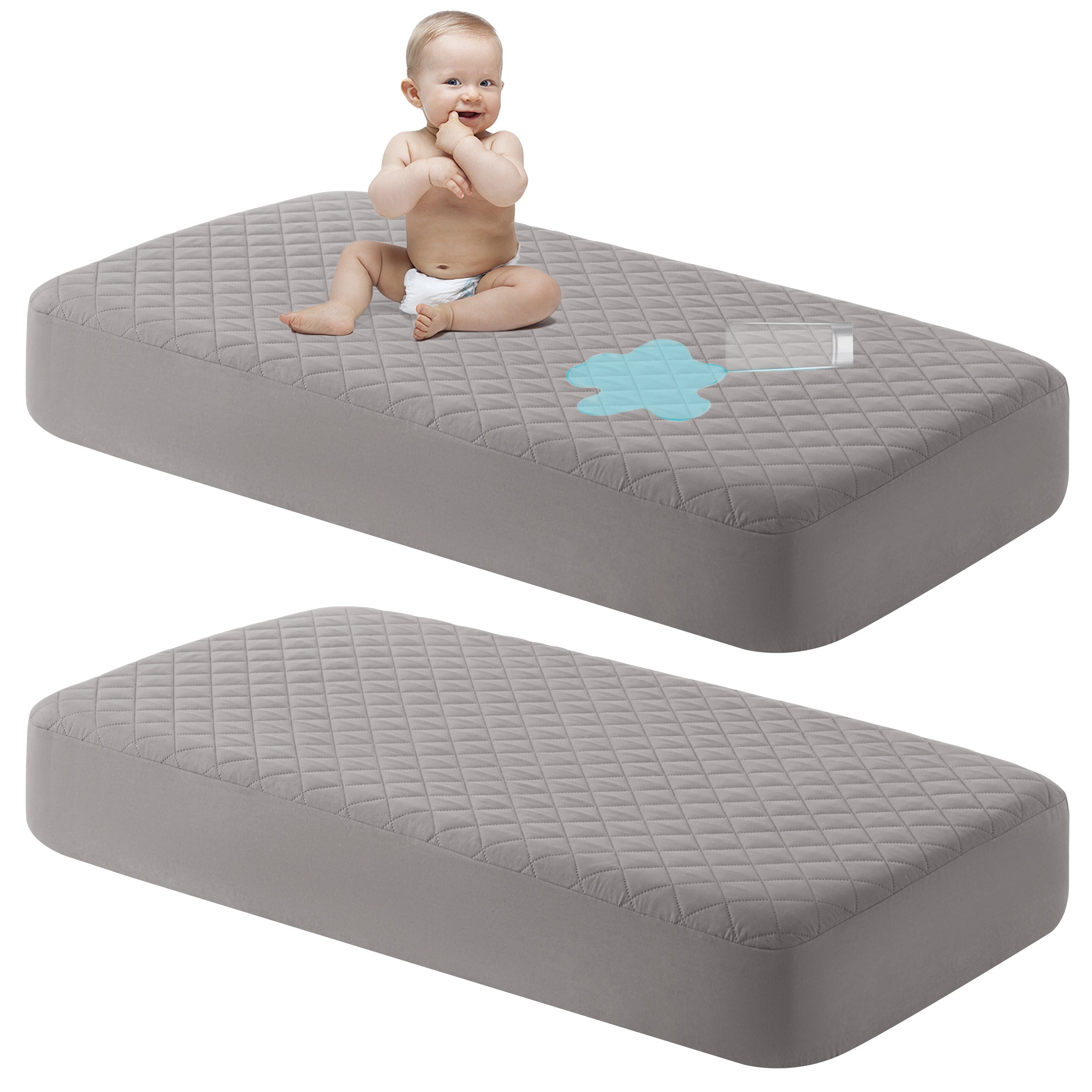 2 Pack Toddler Waterproof Crib Mattress