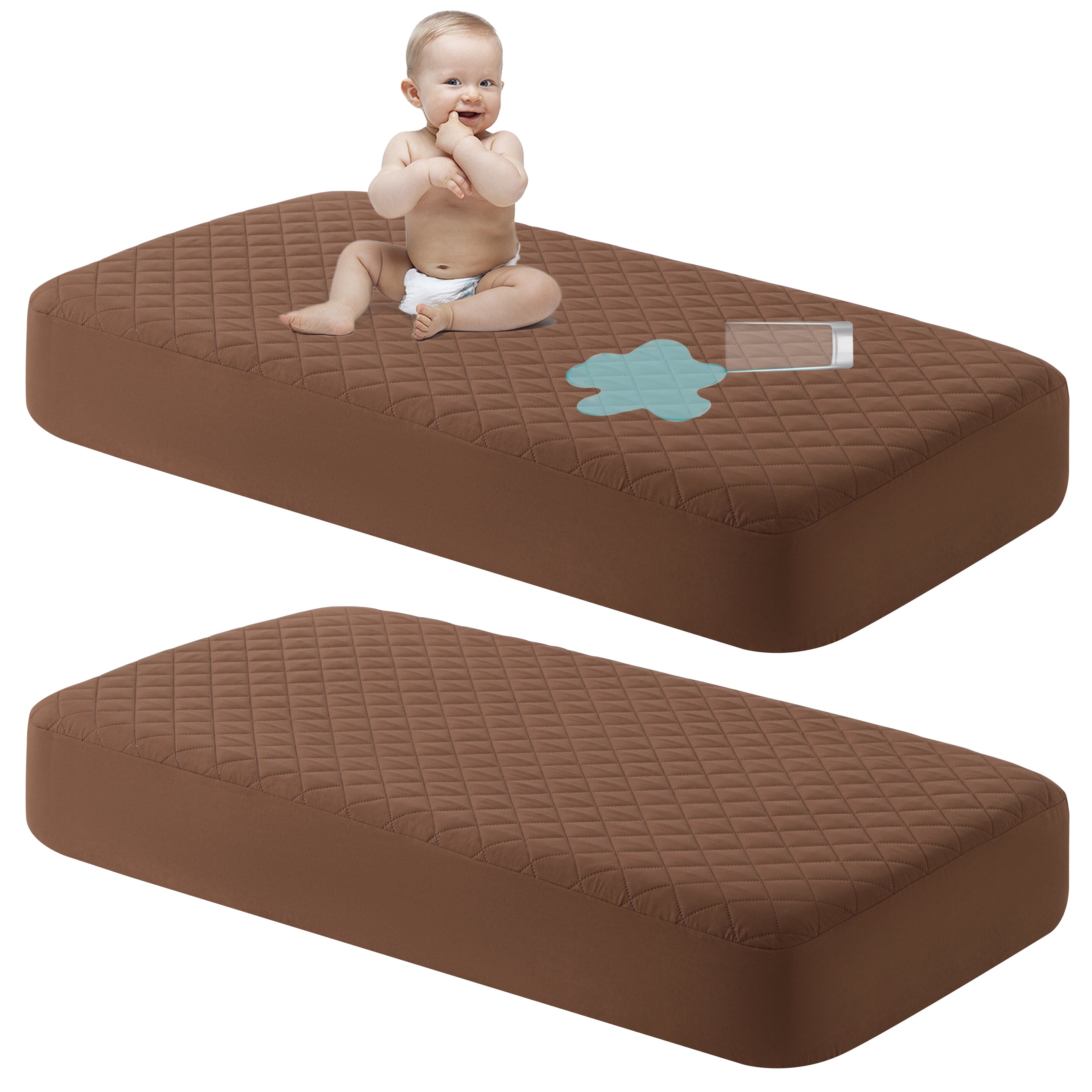 2 Pack Toddler Waterproof Crib Mattress