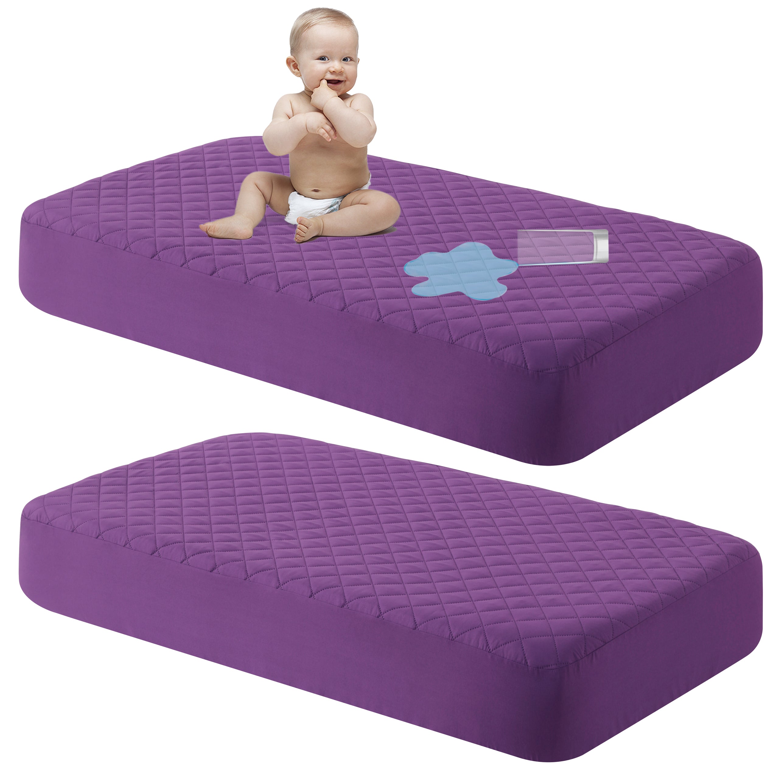 2 Pack Toddler Waterproof Crib Mattress