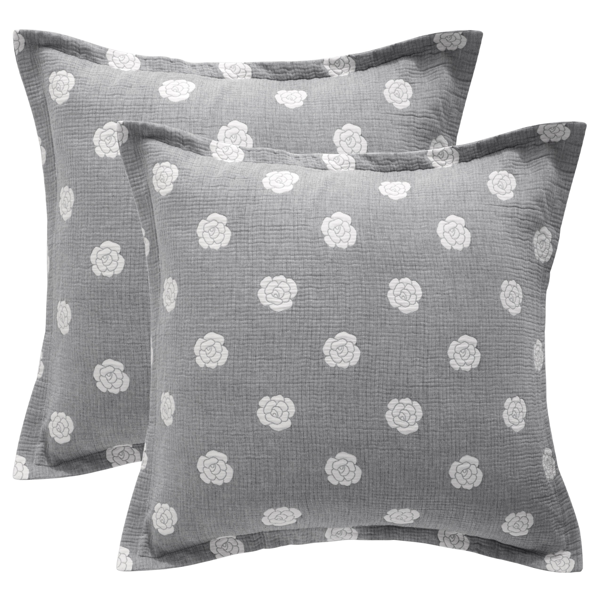 2 Pack Triple-Layer Cotton Euro Pillow Shams,26x26 Inches