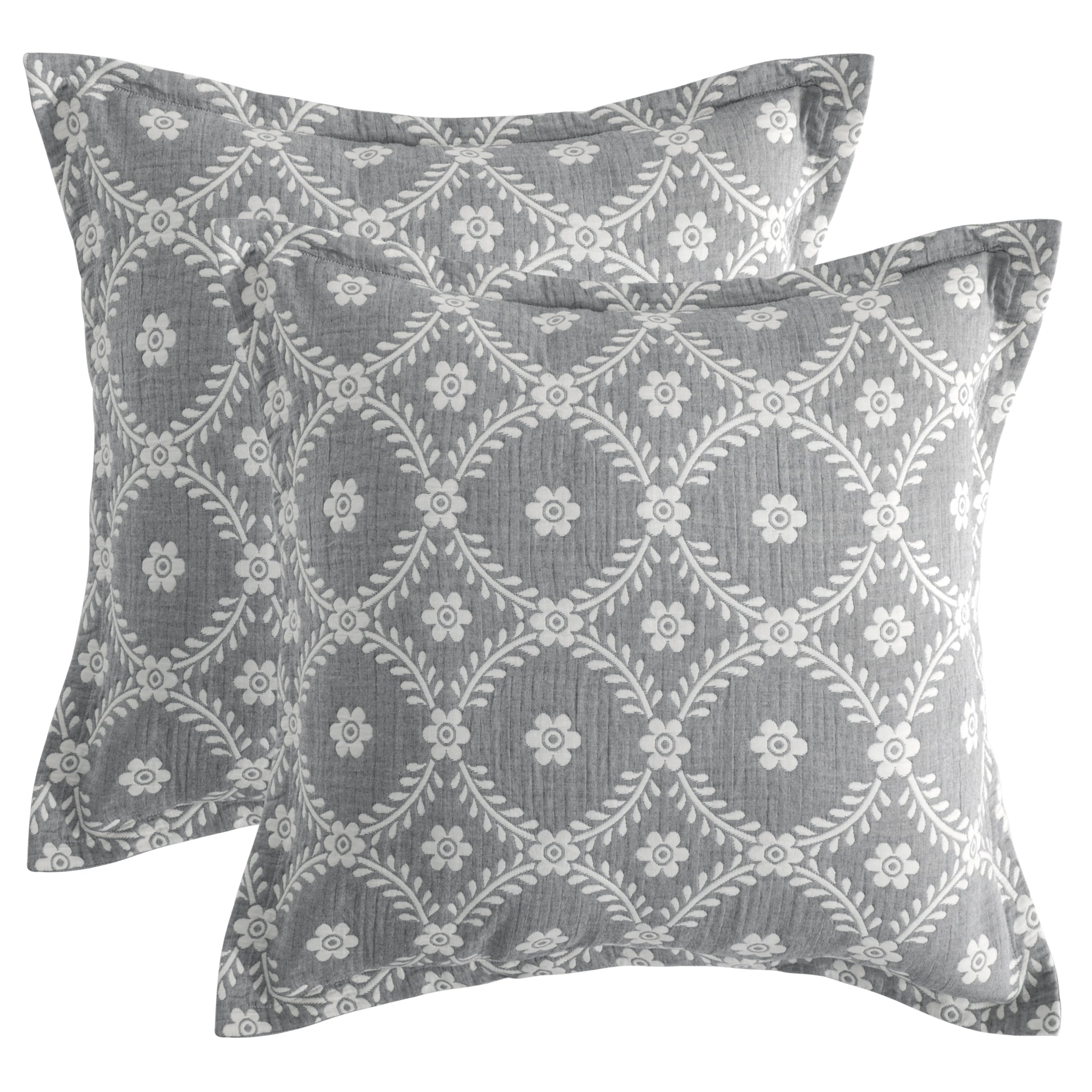 2 Pack Triple-Layer Cotton Euro Pillow Shams,26x26 Inches