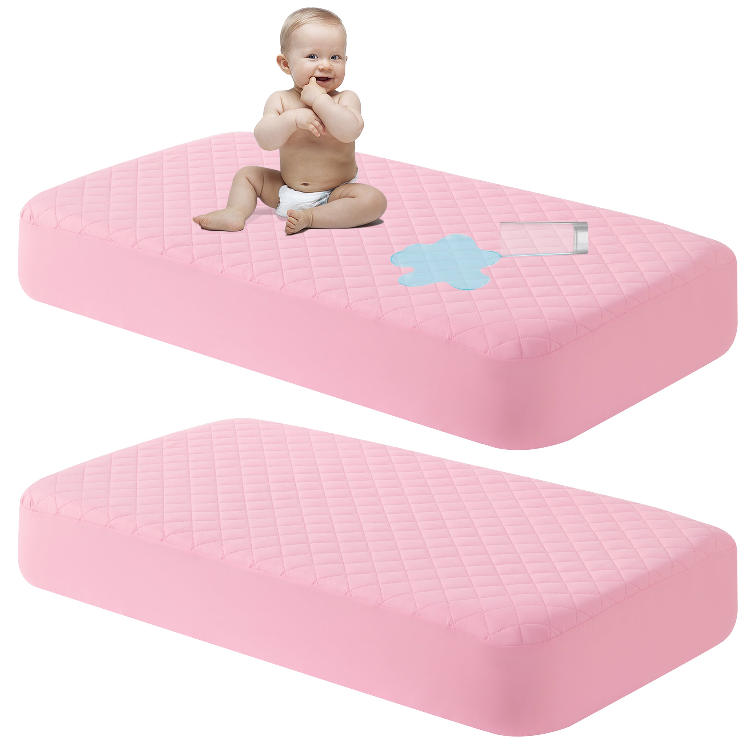 2 Pack Toddler Waterproof Crib Mattress
