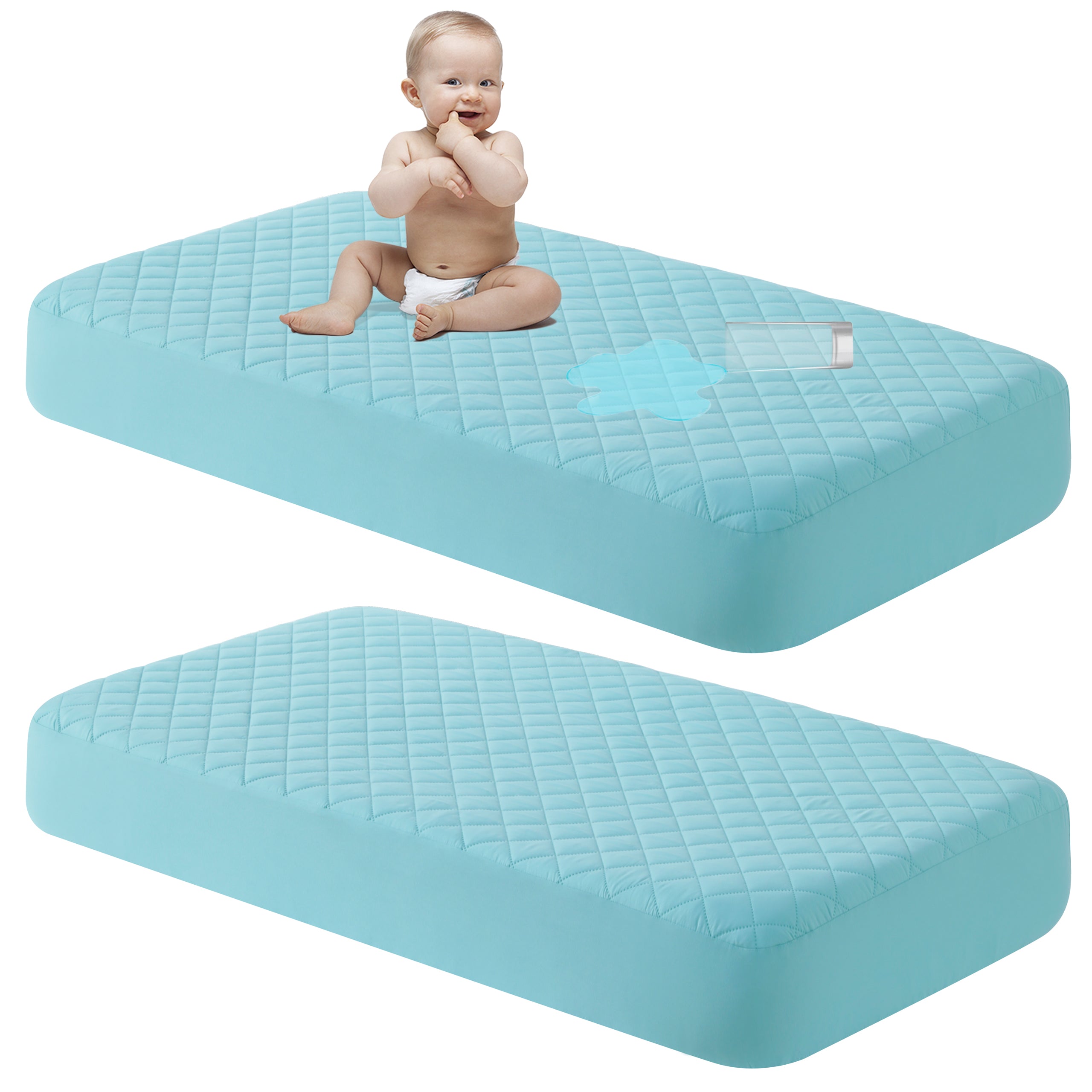 2 Pack Toddler Waterproof Crib Mattress