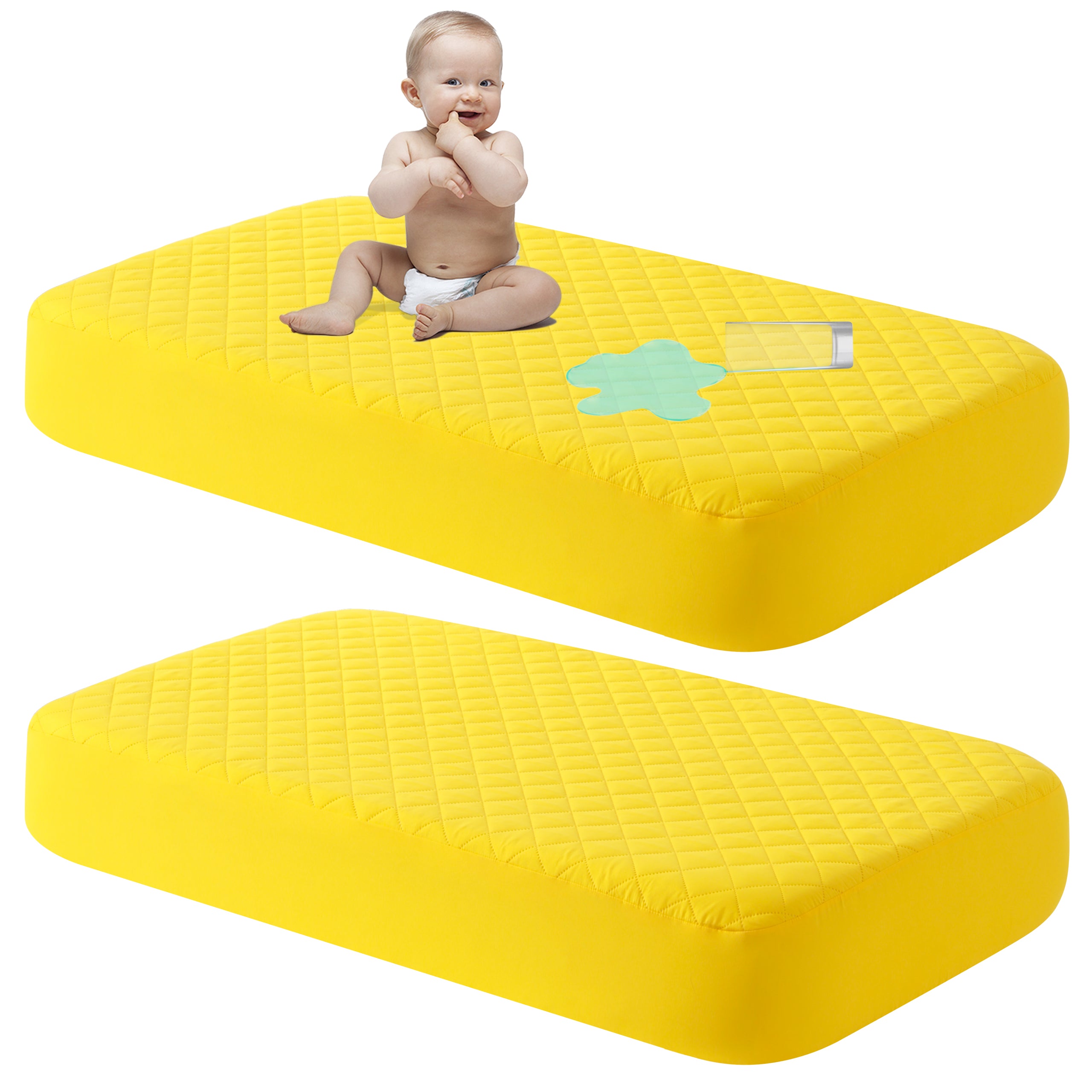 2 Pack Toddler Waterproof Crib Mattress