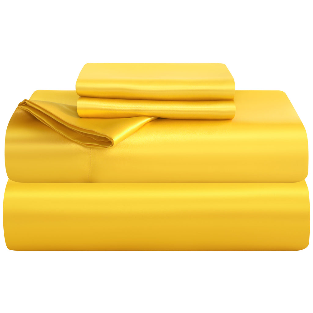 4 Pieces Luxury and Silky Smooth Satin Bed Sheet Set