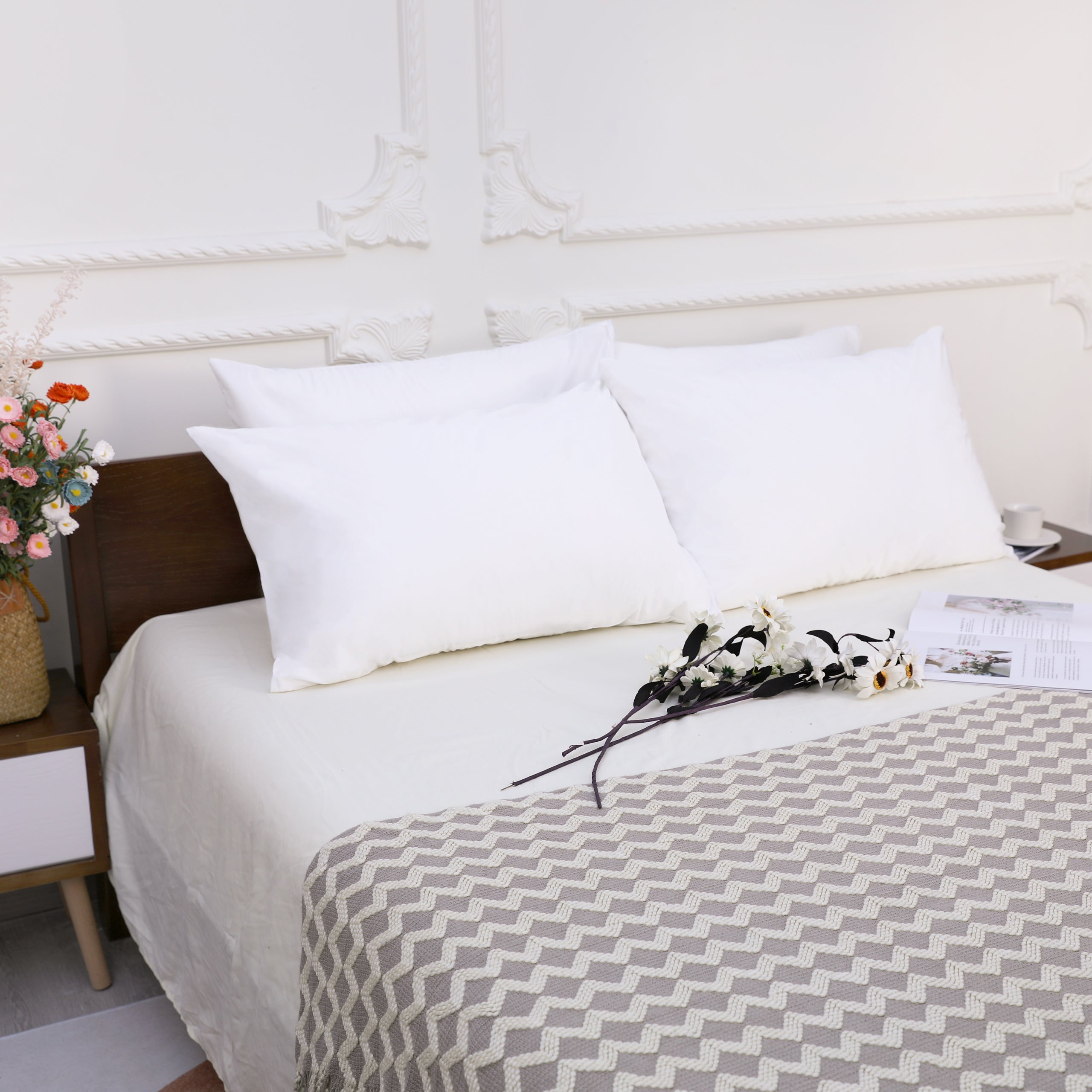 4 Pack Microfiber Waterproof Pillow Protectors