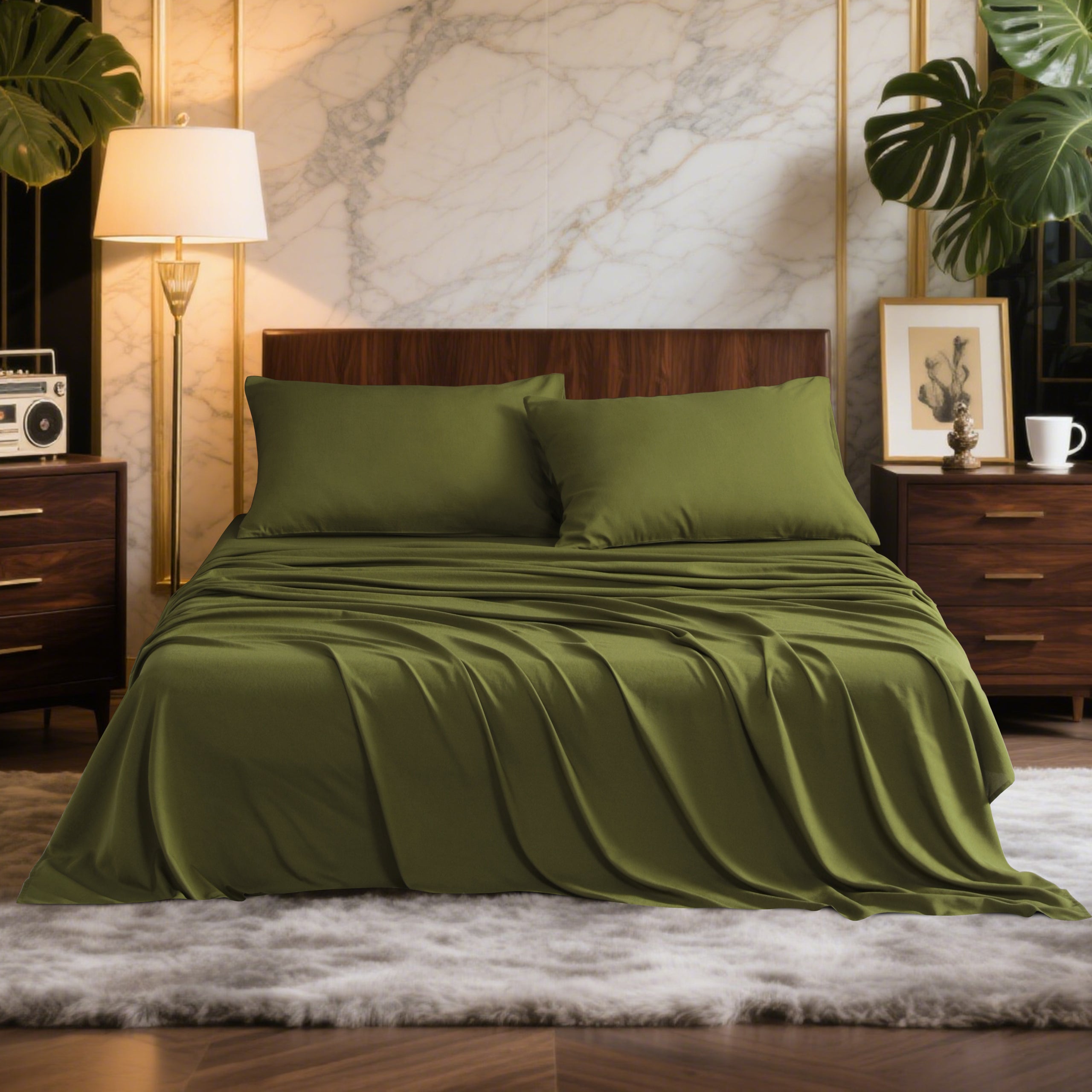4-Pieces Queen Size Bamboo Bed Sheets Set