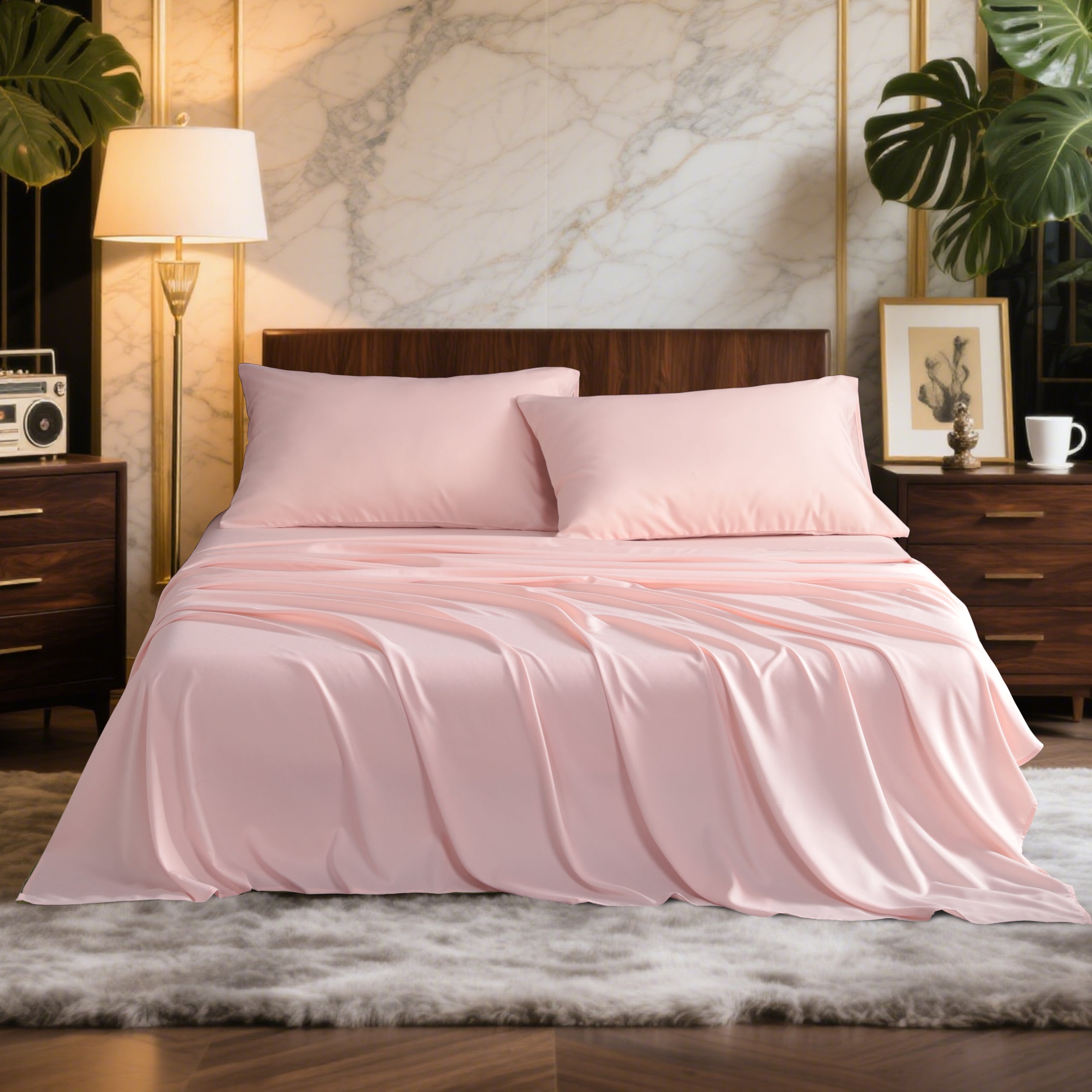 4-Pieces Queen Size Bamboo Bed Sheets Set