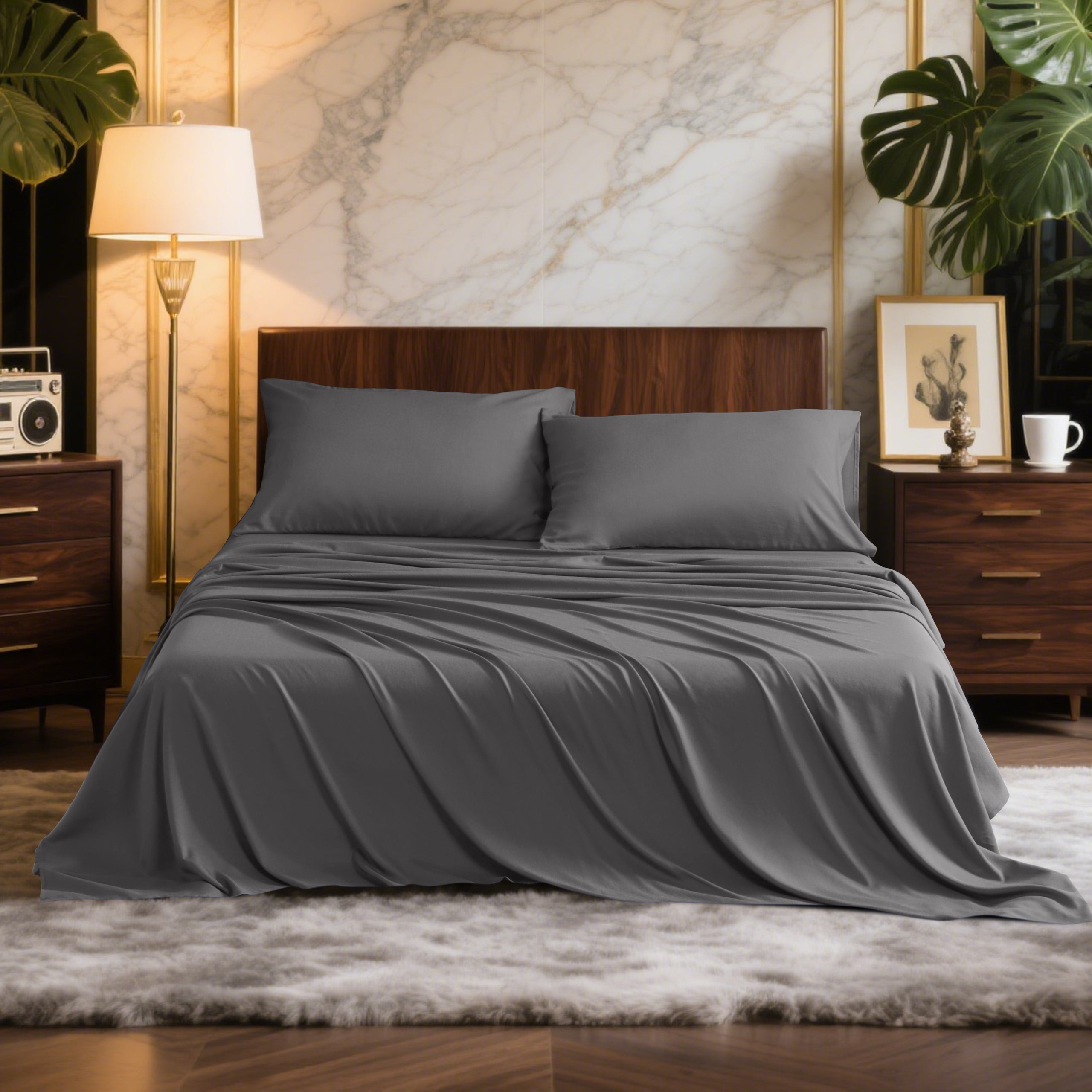 4-Pieces Queen Size Bamboo Bed Sheets Set