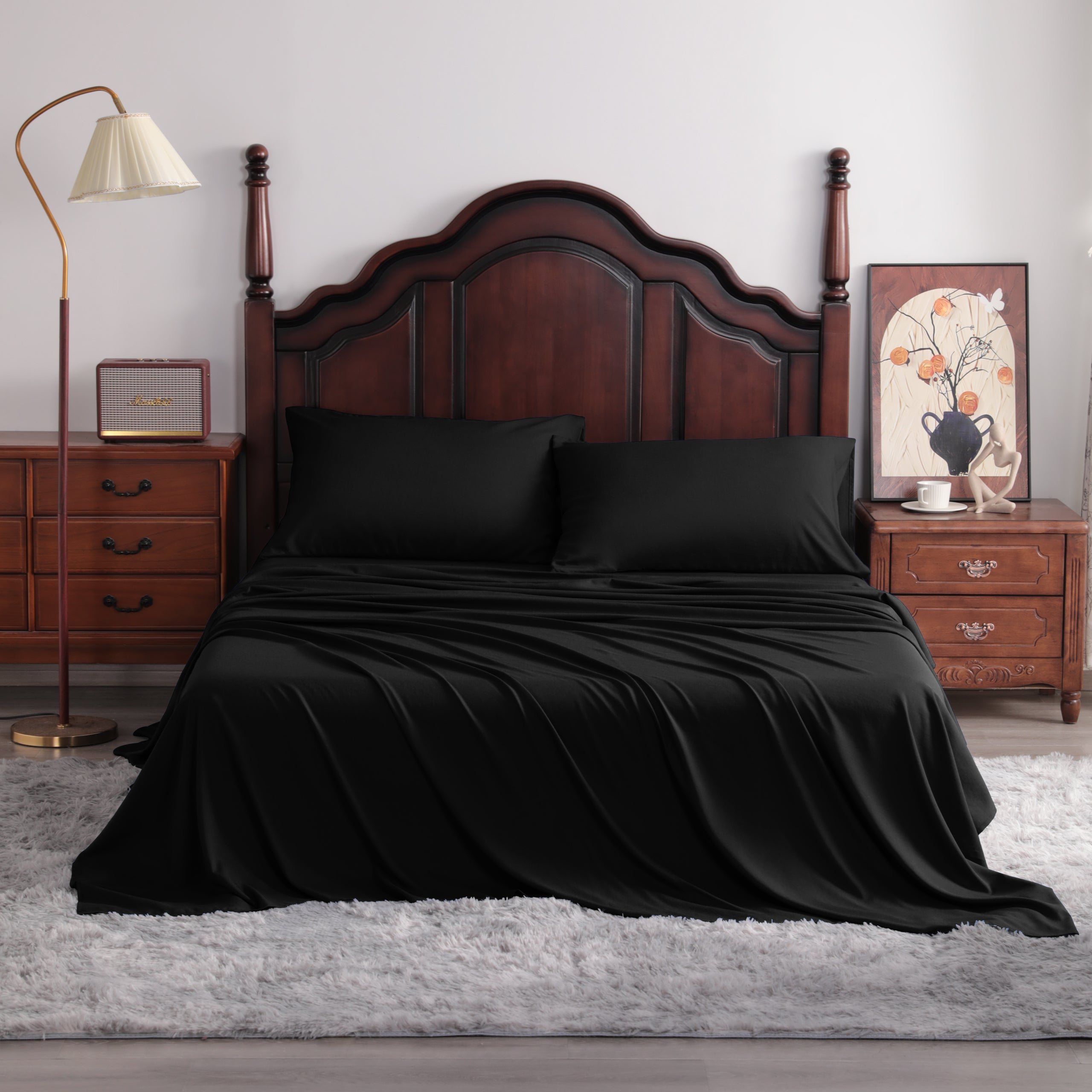 4-Pieces Queen Size Bamboo Bed Sheets Set