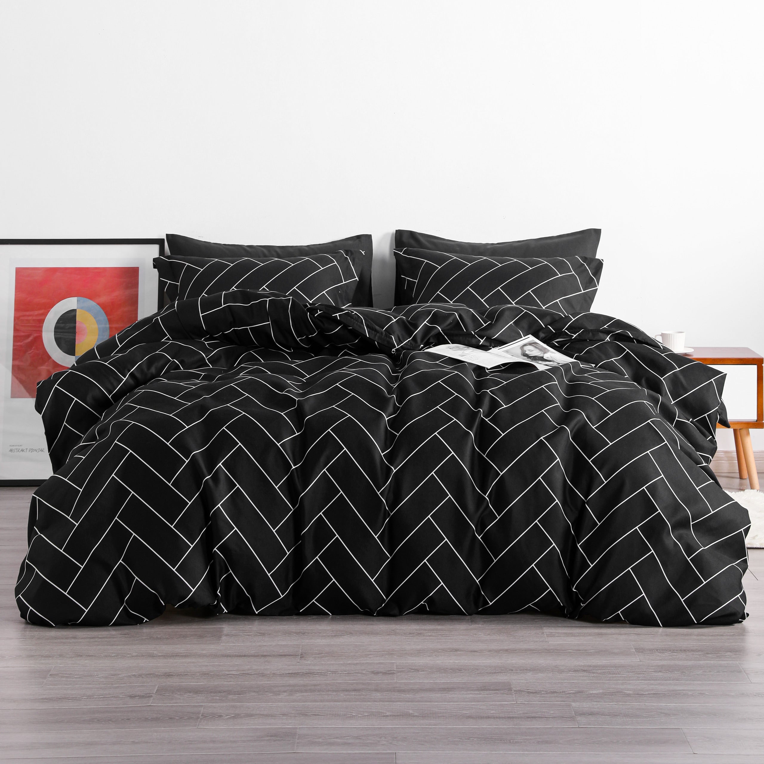 Microfiber Ultra Soft Brick Print Duvet Cover Set