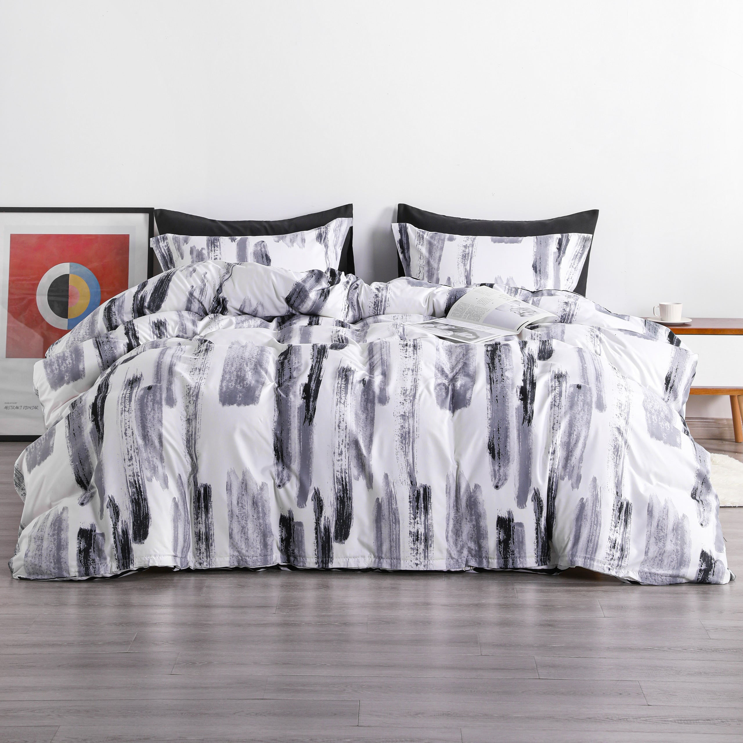 3 Pieces Printed Duvet Cover Set - Ink