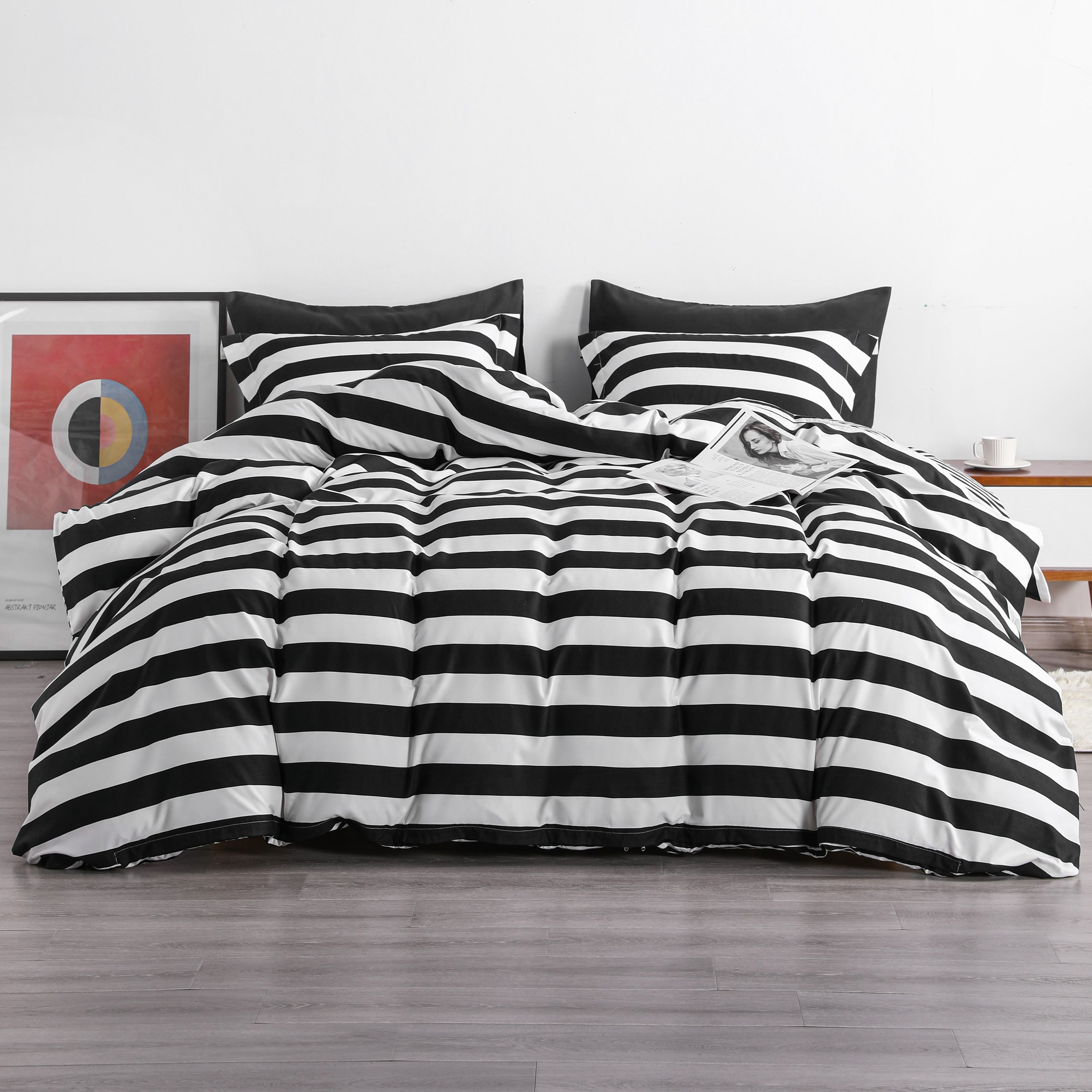 Microfiber Ultra Soft Striped Print Duvet Cover Set
