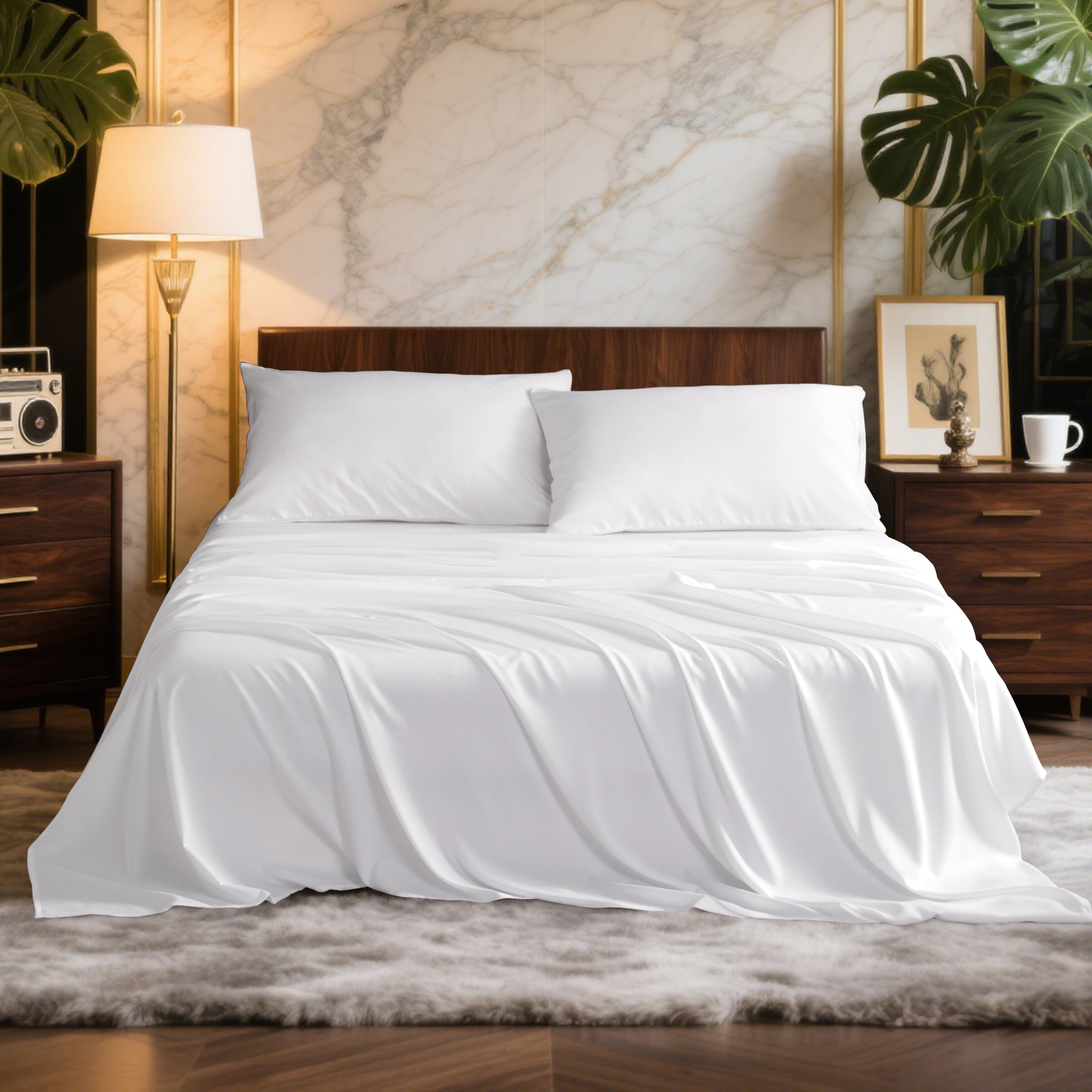 4-Pieces Queen Size Bamboo Bed Sheets Set