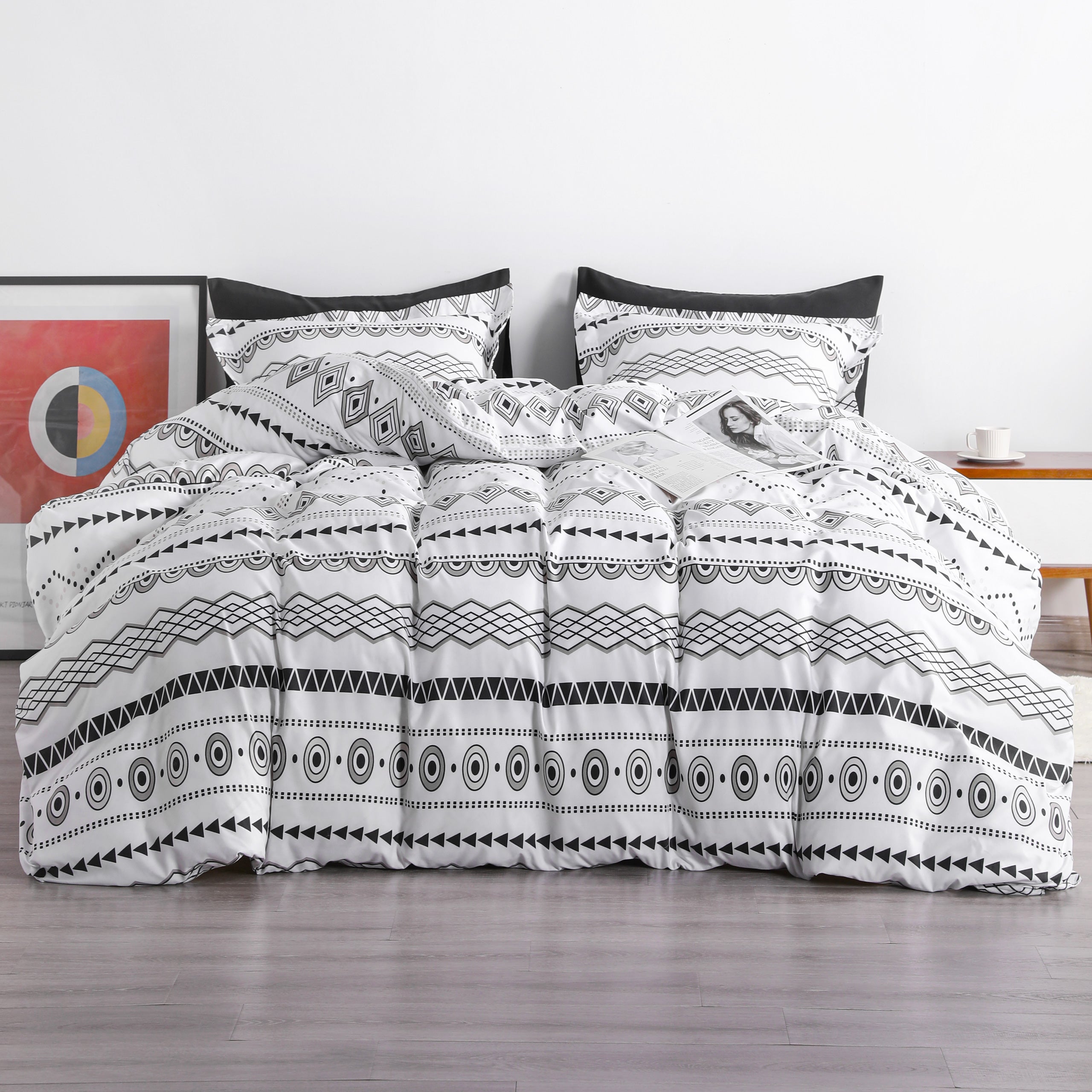 3 Pieces Printed Duvet Cover Set - Geometry